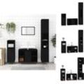 Vidaxl - Badezimmermöbel-Sets - Living 3-tlg. Badmöbel-Set Schwarz Holzwerkstoff - Schwarz