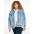 Jeansjacke TOMMY JEANS CURVE "CRV OVR TRUCKER JACKET CG4114" Gr. 4XL (48), blau (denim light) Damen Jacken Große Größen