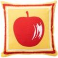 Benetton - 40x40 cm fruits be Kissen, 100 % gelbe Baumwolle mit roter Apfelbirne