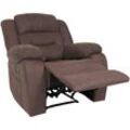 Fernsehsessel HHG-021, XXL Relaxsessel TV-Liegesessel Nosagfederung Wildleder-Optik Stoff/Textil bis 200kg braun - brown