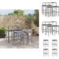 Vidaxl - Gartenmöbel-Sets - Living 5-tlg. Gartenbar-Set mit Kissen Grau Poly Rattan - Grau