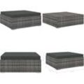 Modular-Fußhocker 1 Stk. + Auflagen Poly Rattan Grau - Fußablage - Fußbank - Home & Living - Grau