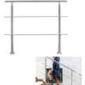 Edelstahl-Handlauf Geländer für Treppen Brüstung Balkon mit/ohne Querstreben (120cm, 2 Querstreben) - Swanew