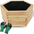 holz4home® Outdoor Pflanzenkübel aus Tannenholz 6-eckig inkl. Vlies und Handschuhe M