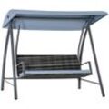 Hollywoodschaukel Gartenschaukel 3-Sitzer mit Dach Polyrattan+Metall Grau 198 x 124 x 179 cm