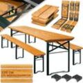 KESSER® Bierzeltgarnitur 3 teilig Gartenmöbel-Set Klappbar 170 x 46 x 75cm 2X Bierbänke 1x Biertisch Festzeltgarnitur Biertisch Stehtisch Sitzgarnitur Holz 12-teiliges Bodenschoner-Set