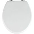 WC-Sitz Prima Weiß, mdf, fsc® zertifiziert, Weiß, mdf weiß , Edelstahl rostfrei silber matt - weiß - Wenko