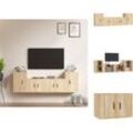 TV-Möbel - Living 4-tlg. TV-Schrank-Set Sonoma-Eiche Holzwerkstoff - Braun