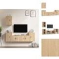 TV-Möbel - Living 5-tlg. TV-Schrank-Set Sonoma-Eiche Holzwerkstoff - Braun