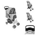 Vidaxl - Pet-Stroller - Living Haustier-Buggy Hund/Katze Klappbarer Reisewagen Grau - Grau