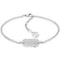 Armkette TOMMY HILFIGER "SS24 DOG TAG, 2780863, 2780864" Armbänder Gr. Edelstahl, silberfarben (edelstahlfarben + weiß) Damen mit Glasstein