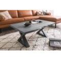 Baumkantentisch MCA FURNITURE, grau (grau lackiert, anthrazit lackiert, grau lackiert), H:45cm, 100% Massivholz, Gestell 100% Metall, Tische, Couchtisch Massivholz mit Baumkante, Rissen und löchern