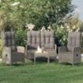 vidaXL 4-tlg. Garten-Essgruppe mit Kissen Grau Poly Rattan 3185083