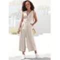 LASCANA Overall beige Gr. 34 für Damen. Mit V-Ausschnitt. Figurumspielend