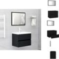 Vidaxl - Badezimmermöbel-Sets - Living 2-tlg. Badmöbel-Set Schwarz Holzwerkstoff - Schwarz