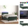 Vidaxl - Betten & Bettgestelle - Living Boxspringbett mit Matratze & led Dunkelgrün 80x200 cm Samt - Grün