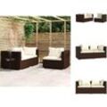 Vidaxl - Gartensofaelemente - Living 3-tlg. Garten-Lounge-Set mit Auflagen Braun Poly Rattan - Braun