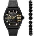 Quarzuhr DIESEL "SCRAPER" Armbanduhren schwarz Herren Armbanduhr, Herrenuhr, ideal auch als Geschenk, Lederarmband