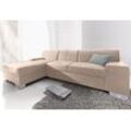 Ecksofa DOMO COLLECTION "Star L-Form", beige (natur), B:248cm H:74cm T:150cm, Softlux-Kunstleder, Primabelle-Microfaser, Struktur (90% Polyester und 10% Polyacryl), Sofas, wahlweise mit Bettfunktion