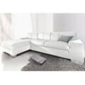 Ecksofa DOMO COLLECTION "Star L-Form", weiß (altweiß), B:248cm H:74cm T:150cm, Softlux-Kunstleder, Primabelle-Microfaser, Struktur (90% Polyester und 10% Polyacryl), Sofas, wahlweise mit Bettfunktion