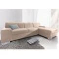 Ecksofa DOMO COLLECTION "Star L-Form", beige (natur), B:248cm H:74cm T:150cm, Softlux-Kunstleder, Primabelle-Microfaser, Struktur (90% Polyester und 10% Polyacryl), Sofas, wahlweise mit Bettfunktion