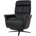 Relaxsessel HHG 378, Design Fernsehsessel TV-Sessel Liegesessel, Liegefunktion drehbar, Voll-Leder schwarz