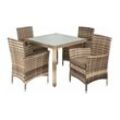 Polyrattan Sitzgruppe Gartenmöbel Set Rattan Gartenset Essgruppe Beige Braun