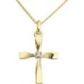 Kreuz-Anhänger FIRETTI "Schmuck Geschenk Gold 333 Halsschmuck Anhänger für Kette Kreuz" Schmuckanhänger Gr. 0,01 ct, Gelbgold 333-Diamanten, 0,4 g, goldfarben (gelbgoldfarben, weißgoldfarben, w=weiß) Damen mit Diamant