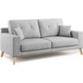 Divani.store - Danish modernes Sofa aus weichem, wasserfestem Stoff T02 166 cm hellgrau - grigio chiaro