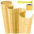VINGO PVC Sichtschutzmatte Sichtschutzzaun Sichtschutz für Zaun Balkon Bambus 140x400cm Stabile W-Form