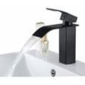 Black Wasserfall-Waschtischarmatur, Messing-Mischbatterie für Badezimmer, modernes Design - Ulisem