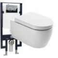 WC-Komplettpaket 22: WC NT2039 und Soft-Close Sitz mit Vorwandelement G3008 und Betätigungsplatte vorneModell 4112 weiß matt