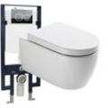 Bernstein - WC-Komplettpaket 22: wc NT2039 und Soft-Close Sitz mit Vorwandelement G3008 und Betätigungsplatte vorne Modell weiß Glas