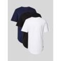 T-Shirt in unifarbenem Design im 3er-Pack