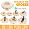 LOVPET® Hundebett Hundekissen Katzenbett Bagel, Waschbar, Inkl. Napf + 3x Kauknochen, Hundesofa flauschig Kissen Rund aus Plüsch für Kleine, Mittelgroße & Große Hunde, Katzen