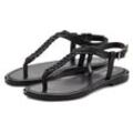 Zehentrenner LASCANA "Sandalette, Sommerschuh", Damen, Gr. 36, schwarz (schwarz, schwarz), Obermaterial: 100% Ziegenleder. Futter: 100% Lederimitat. Decksohle: 100% Lederimitat. Laufsohle: 100% Synthetik, unifarben, Flechtoptik, modisch, Schuhe, Sandale aus Leder mit Flecht-Optik