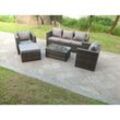 Poly Rattan Gartenmöbel Set Balkonmöbel Set 6-sitzer Gartenlounge Sofa Set Sitzgruppe aus Gartensofa,Sessel,Hocker Dunkelgrau Gemischt - Fimous