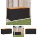 Gartentruhe Schwarz 110x50x54 cm Poly Rattan Akazienholz - Gartenboxen - Schwarz - The Living Store