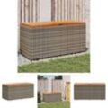 Gartentruhe Grau 110x50x54 cm Poly Rattan Akazienholz - Gartenboxen - Grau - The Living Store