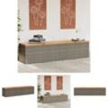 Gartentruhe Grau 220x50x54 cm Poly Rattan Akazienholz - Gartenboxen - Grau - The Living Store