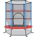 COSTWAY Φ140cm Gartentrampolin mit Sicherheitsnetz, Trampolin bis 45KG belastbar, Indoor-/Outdoortrampolin für Kinder ab 3 Jahre Blau