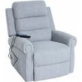 Fernsehsessel HHG 711, Relaxsessel Sessel, Liegefunktion Aufstehhilfe Massage Heizfunktion, Stoff/Textil hellgrau