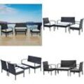 Vidaxl - 4-tlg. Garten-Lounge-Set mit Auflagen Poly Rattan Schwarz - Garten-Sofagarnitur - Garten-Sofagarnituren - Home & Living - Schwarz