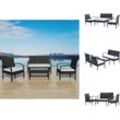 Vidaxl - Gartenmöbel-Sets - Living 4-tlg. Garten-Lounge-Set mit Auflagen Poly Rattan Schwarz - Schwarz