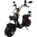 E-Motorroller ROLEKTRO "E-Chopper 45, 60V-25,6Ah Lithium-Akku, 3000 Watt", schwarz (schwarz, schwarz), ElektromotorrollerB:79cm H:127cm L:192,5cm, bis zu 54 km Reichweite, mit USB-Anschluss und integr. Alarmanlage, B:79cm H:127cm L:192,5cm