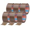 Tesa - 6x pack 64014 Paketband braun - Geräuscharmes Paketklebeband zum Verpacken - Packband für Pakete und Versandschachteln - Verpackungsklebeband