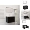 Vidaxl - Badezimmermöbel-Sets - Living 2-tlg. Badmöbel-Set Hochglanz-Schwarz Holzwerkstoff - Schwarz