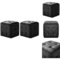 Polsterhocker - Living Pouf 2 Stk. Schwarz 30x30x30 cm Samtstoff - Schwarz