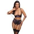 Hebe plus Straps-Slip ouvert im edlen Material-Mix