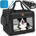 TRESKO® Hundebox faltbar Schwarz (S 50x34x34cm) inkl. Leckmatte und Spatel Transportbox für Hunde und Katzen Hundetransportbox für kleine & große